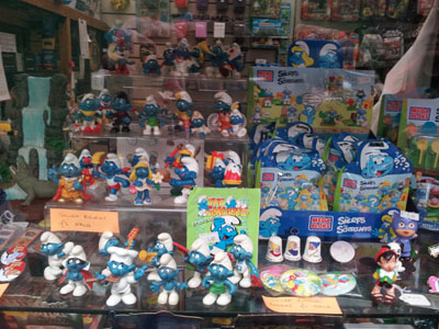 Smurf Display at Our Shop in Chester Market